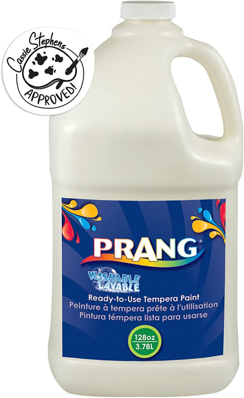 PRANG Ready-to-Use Washable Tempera Paint, 1 Gallon Bottle, White (10607)
