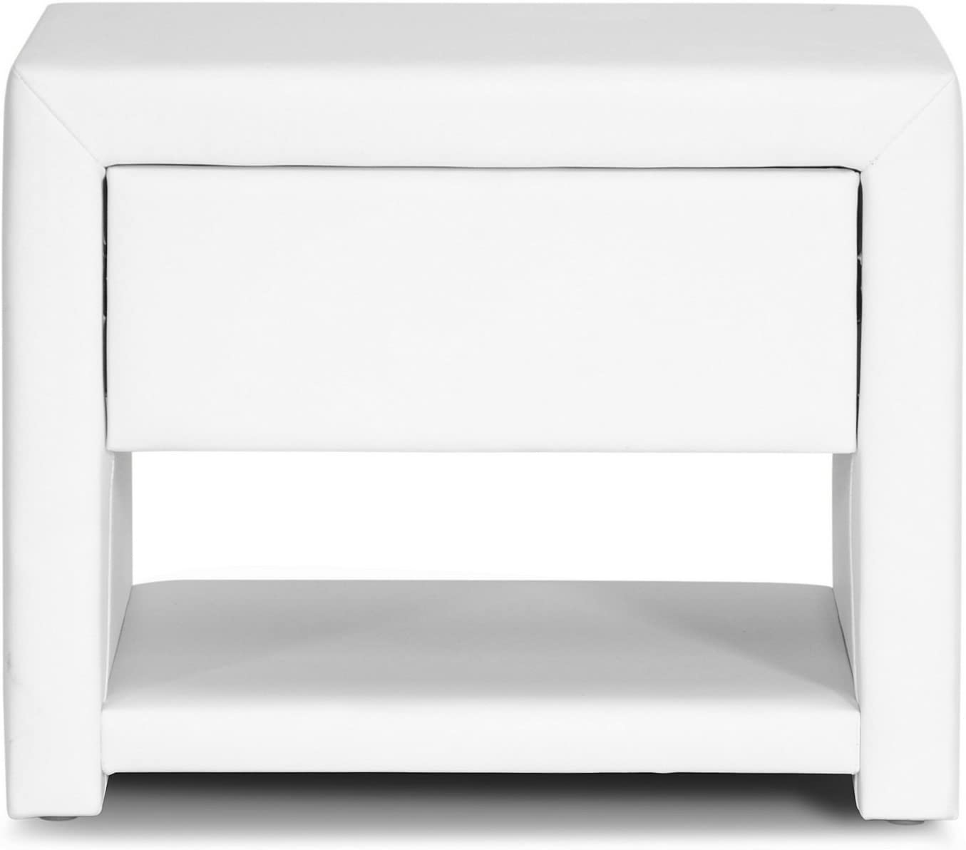 Baxton Studio Massey Upholstered Modern Nightstand, White