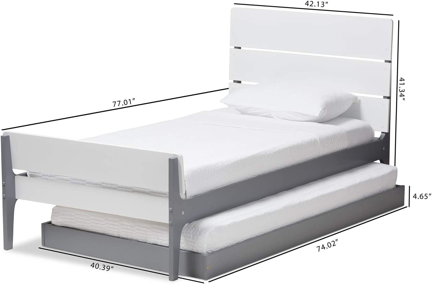 Baxton Studio Nereida Modern Classic Mission Style White and Grey-Finished Wood Twin Platform Bed White/Twin//White/Mission/Rubber Wood/Poplar/LVL