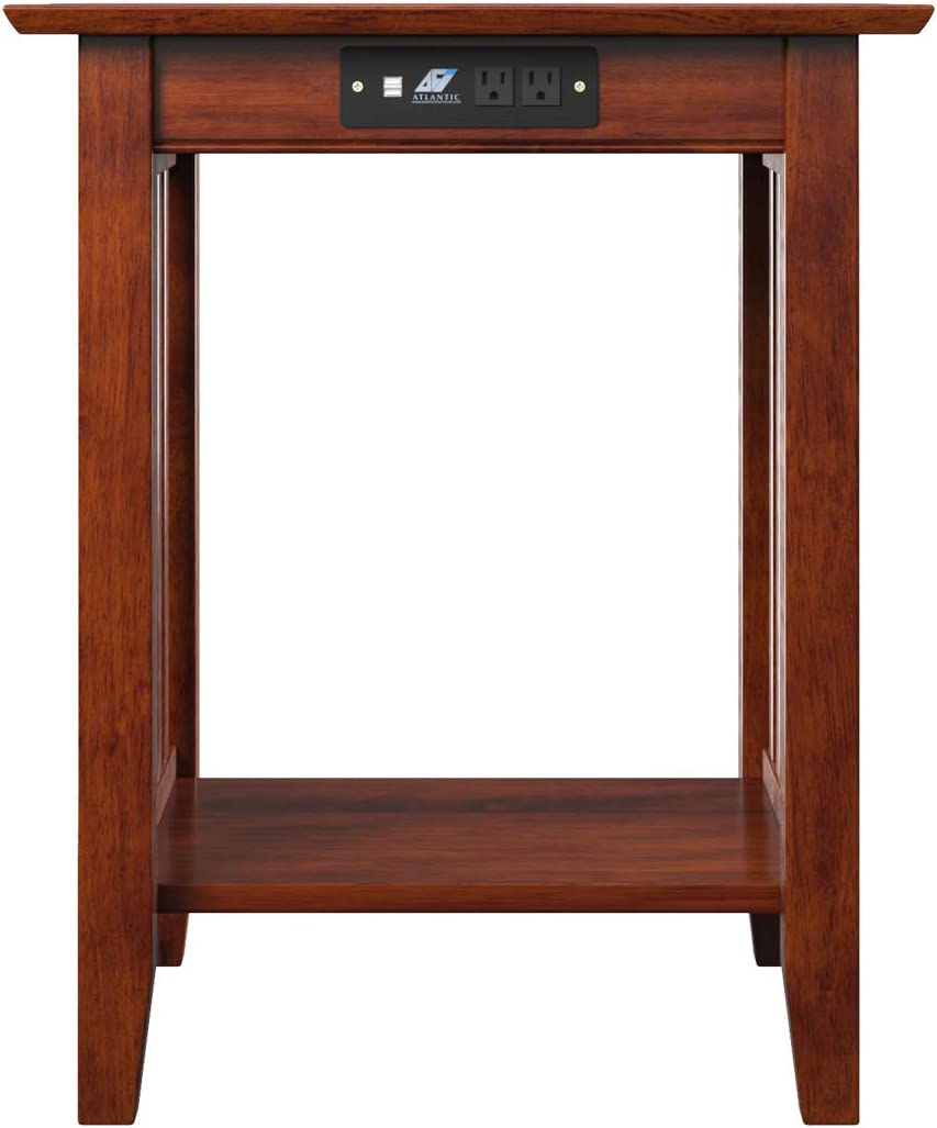 AFI Mission Printer Stand with Charging Station, Walnut