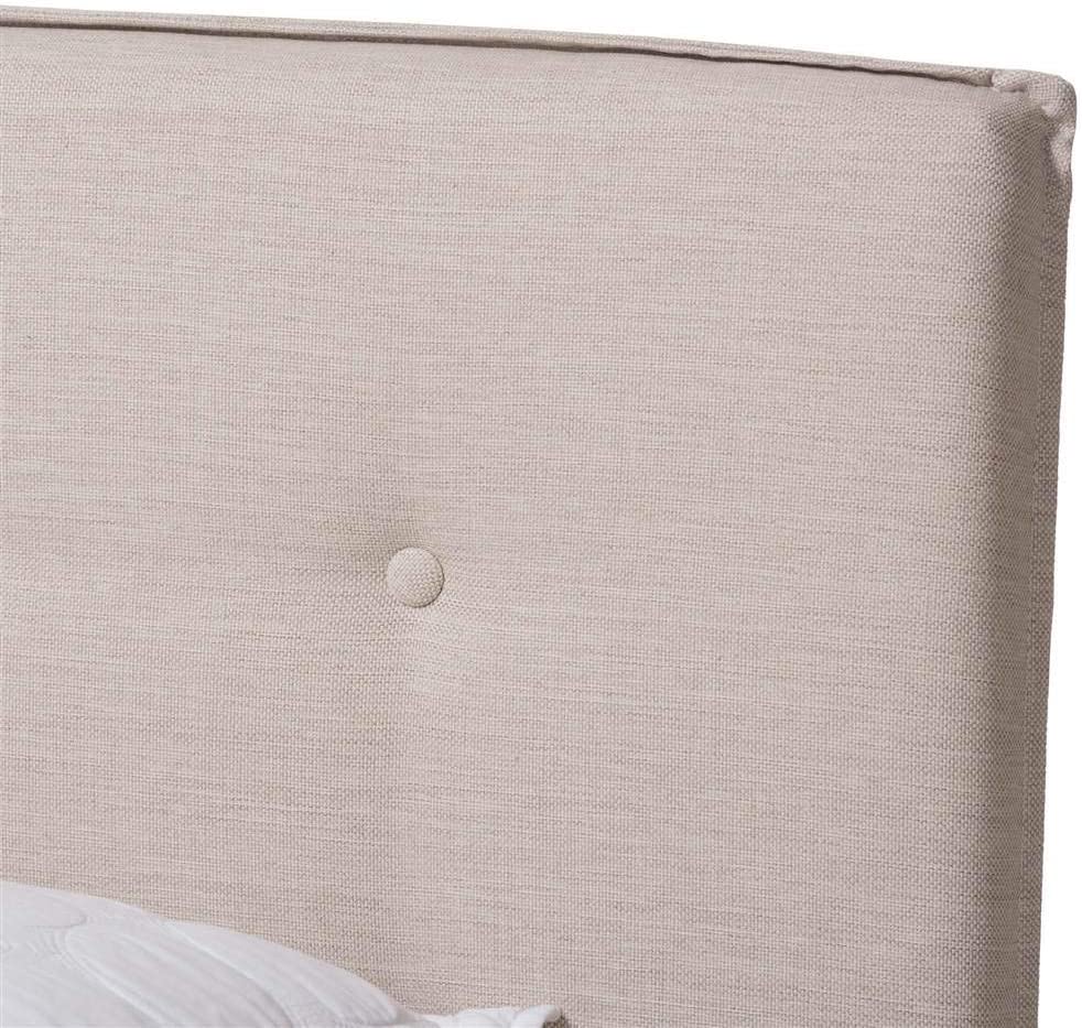 Baxton Studio Audrey Modern and Contemporary Light Beige Fabric Upholstered Queen Size Bed