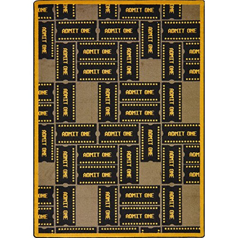 Joy Carpets Any Day Matinee Admit One Theater Area Rugs, 64-Inch by 92-Inch by 0.36-Inch, Brown