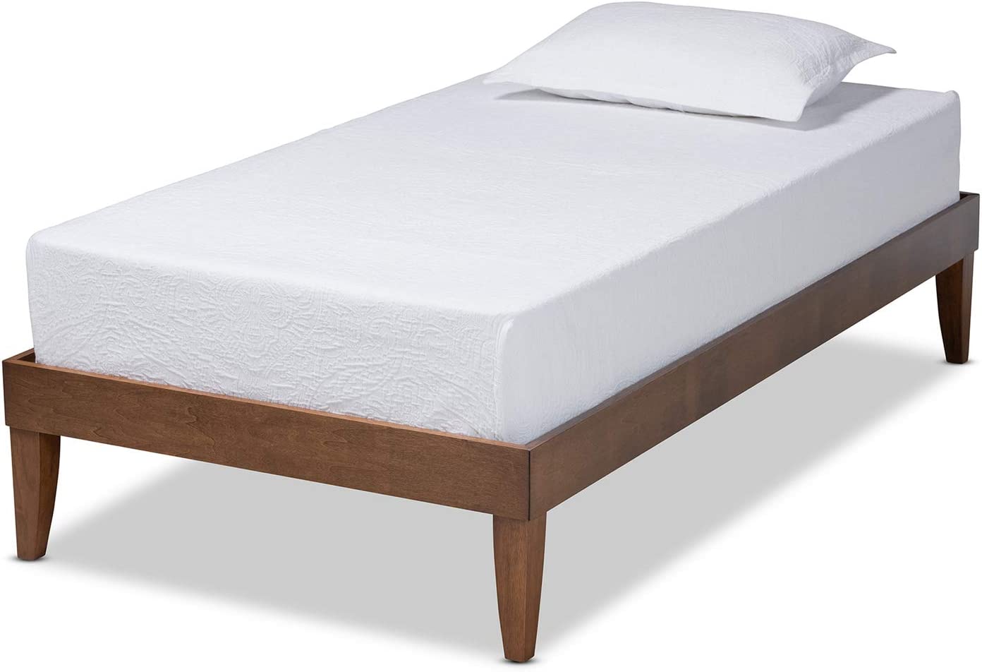 Baxton Studio Lucina Mid-Century Modern Walnut Brown Finished Twin Size Platform Bed Frame