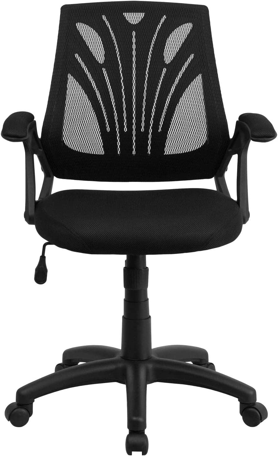 Flash Furniture Mid-Back Designer Black Mesh Swivel Task Office Chair with Open Arms