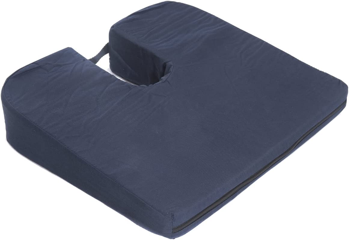 Essential Medical Supply Sloping Bucket Seat Car Cushion with Coccyx Cut Out, Navy (N1005)