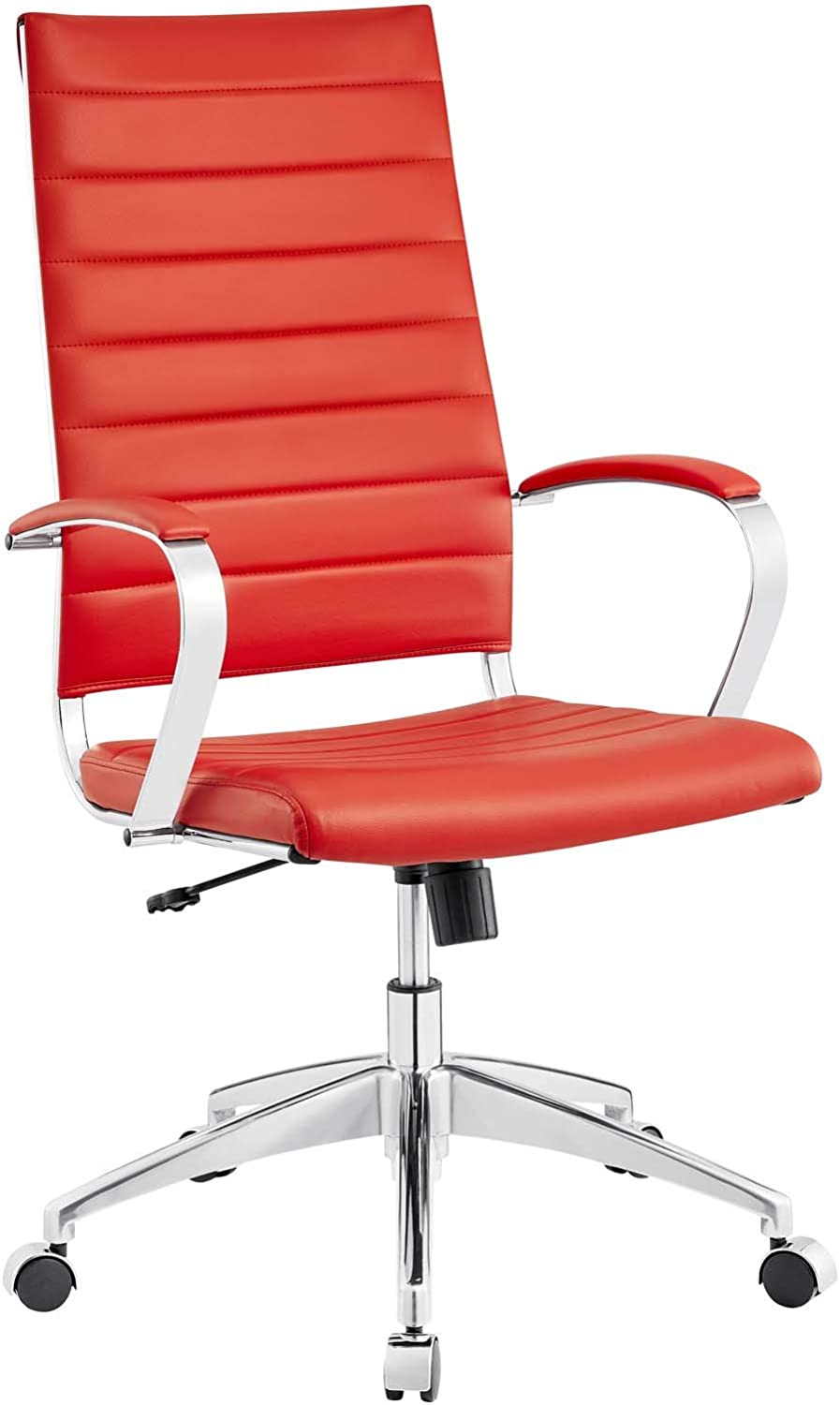 Modway Jive Ribbed High Back Tall Executive Swivel Office Chair With Arms In Red