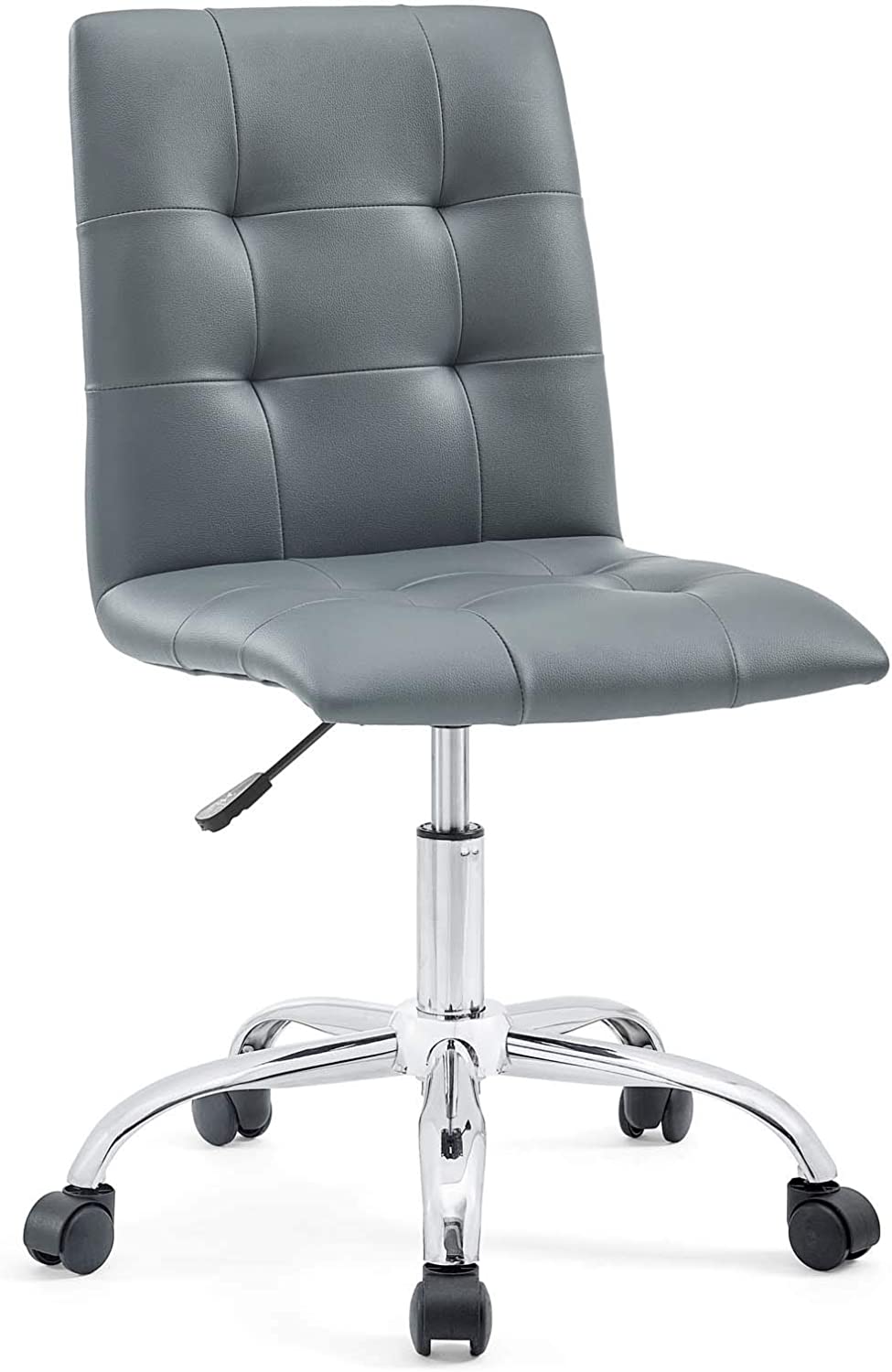 Modway Prim Ribbed Armless Mid Back Swivel Conference Office Chair In Gray