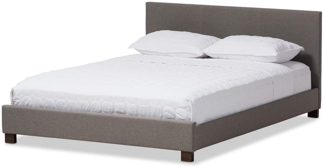 Baxton Studio Elizabeth Modern and Contemporary Beige Fabric Upholstered Panel-Stitched Queen Size Platform Bed