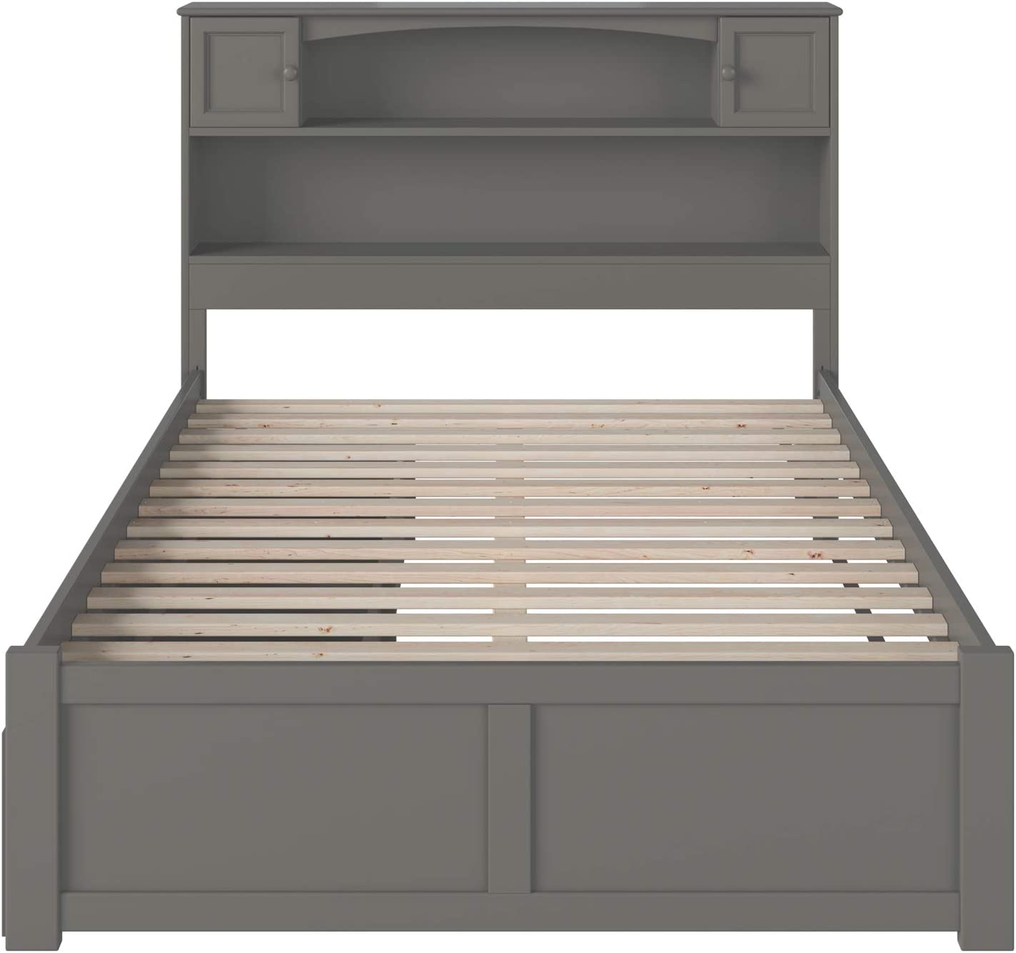 AFI Newport Platform Flat Panel Footboard and Turbo Charger with Urban Bed Drawers, Full, Grey
