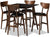Baxton Studio Eline Mid-Century Modern Black Faux Leather Upholstered Walnut Finished 5-Piece Pub Set Black//Medium Wood/Mid-Century/Table/Faux Leather/Rubber Wood/Foam