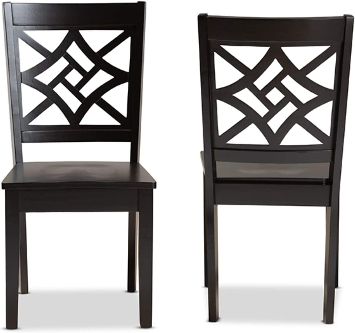 Baxton Studio Nicolette Modern and Contemporary Dark Brown Finished Wood 2-Piece Dining Chair Set