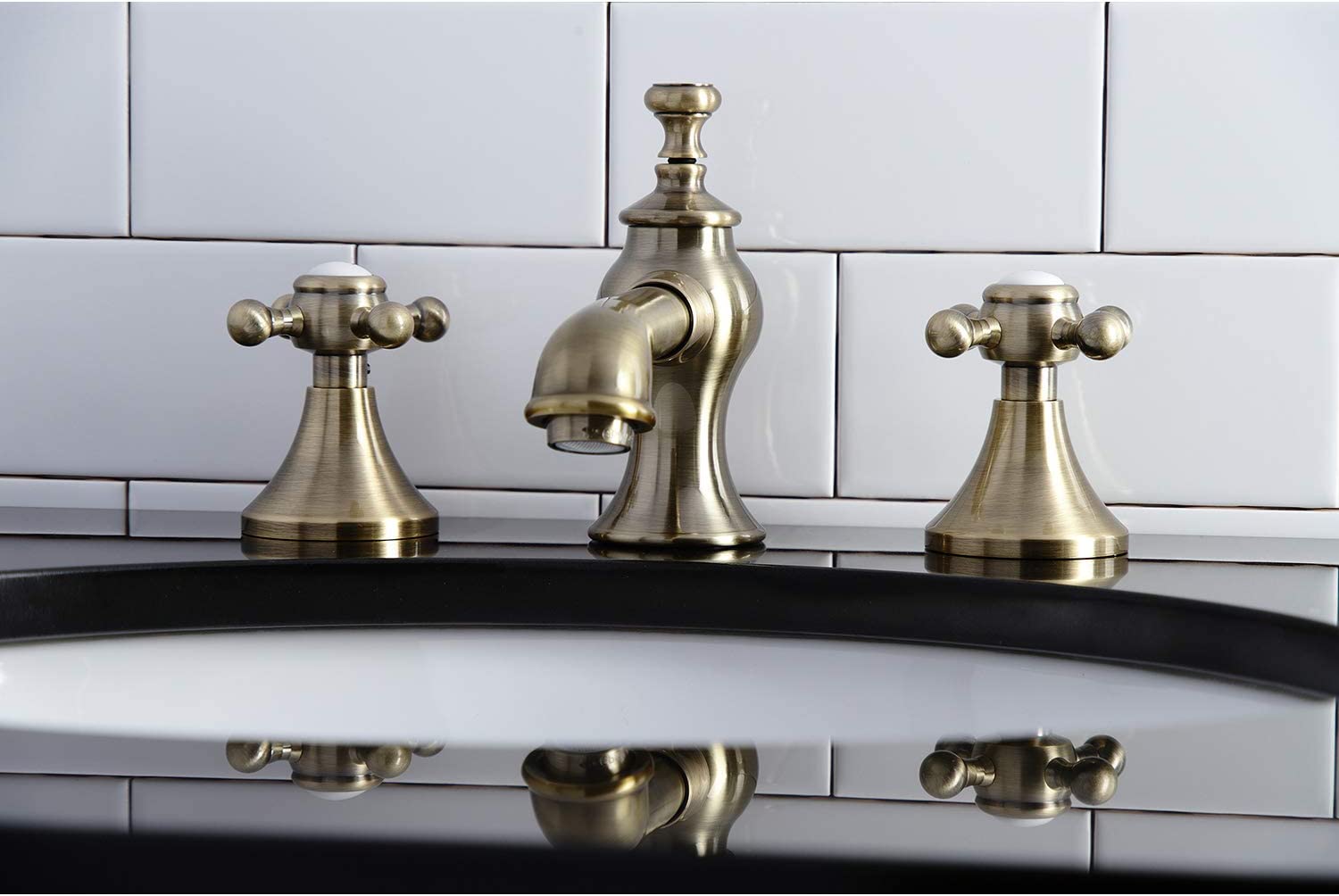 Kingston Brass KC7063BX English Country 8 in. Widespread Bathroom Faucet, Antique Brass