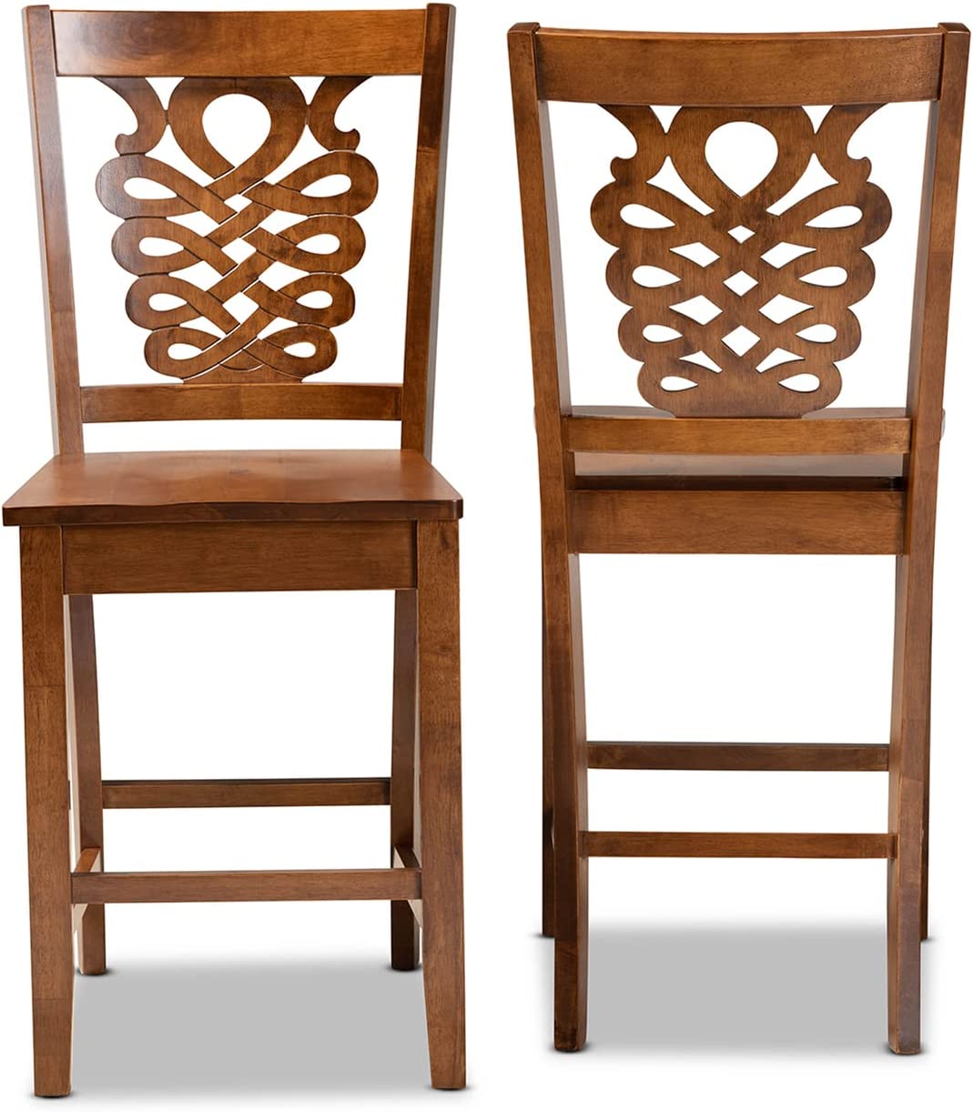 Baxton Studio Gervais Modern and Contemporary Transitional Walnut Brown Finished Wood 2-Piece Counter Stool Set