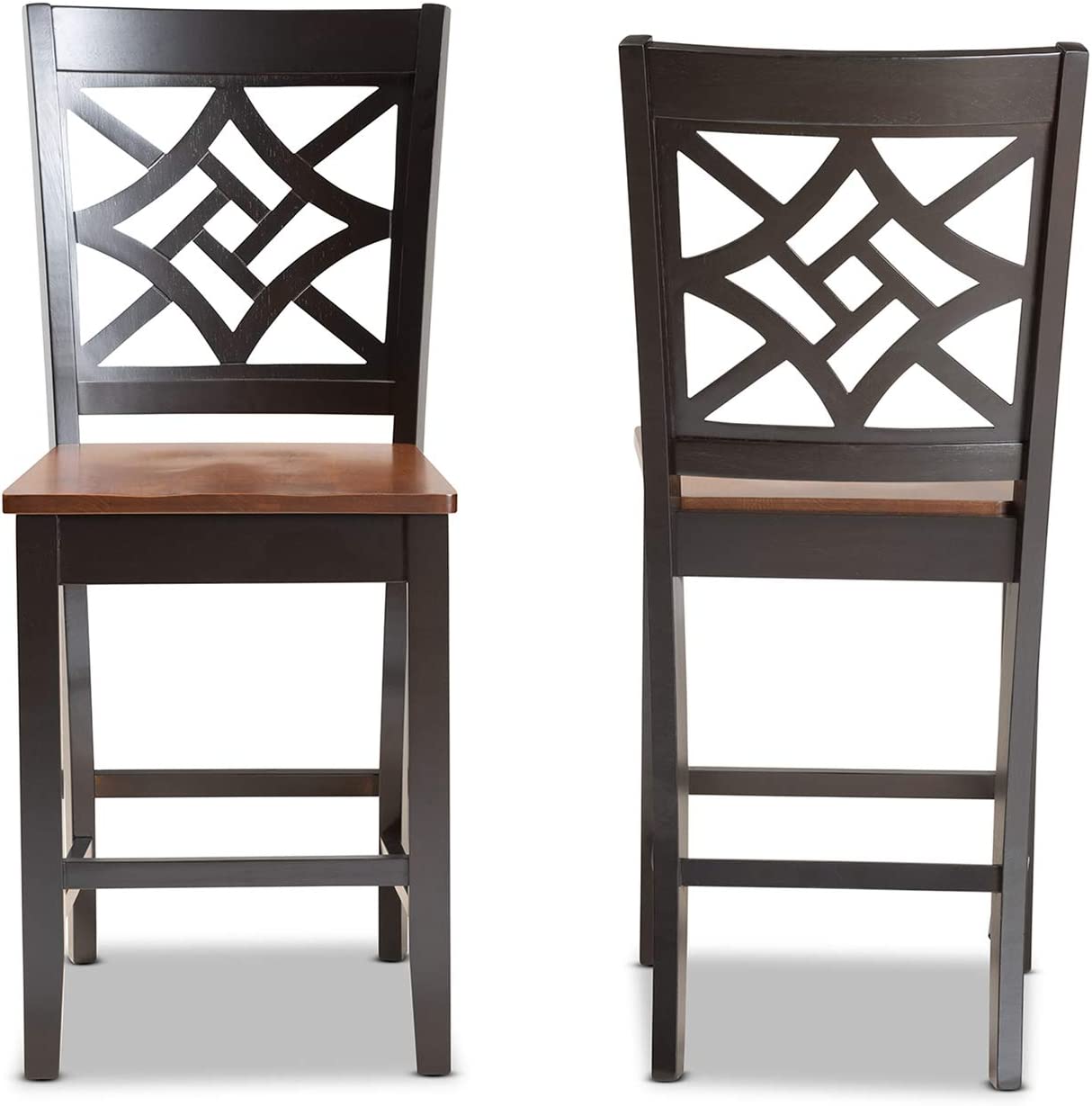 Baxton Studio Nicolette Modern and Contemporary Two-Tone Dark Brown and Walnut Brown Finished Wood 2-Piece Counter Stool Set