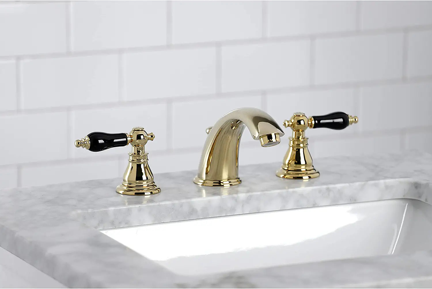 Kingston Brass KB962AKL Duchess Widespread Bathroom Faucet, Polished Brass