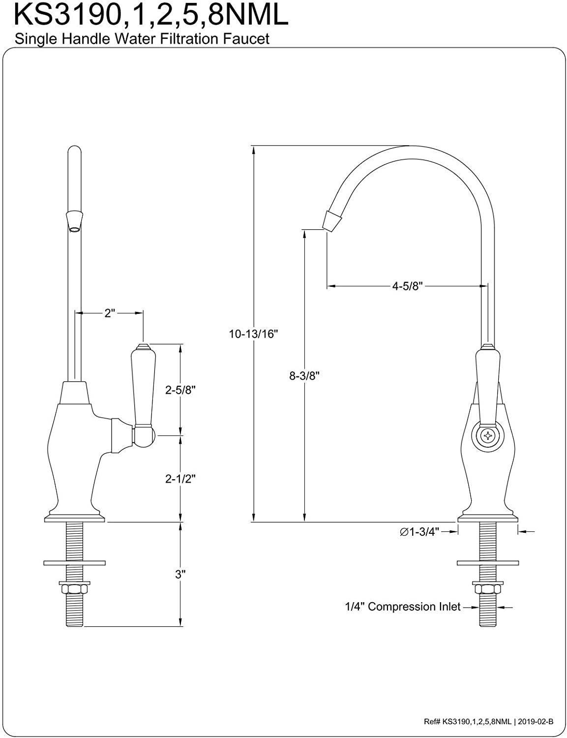 Kingston Brass KS3195NML Magellan Design 1/4 Turn Water Filter Faucet, Oil Rubbed Bronze,4-3/4 inch Spout Reach , Oil-Rubbed Bronze