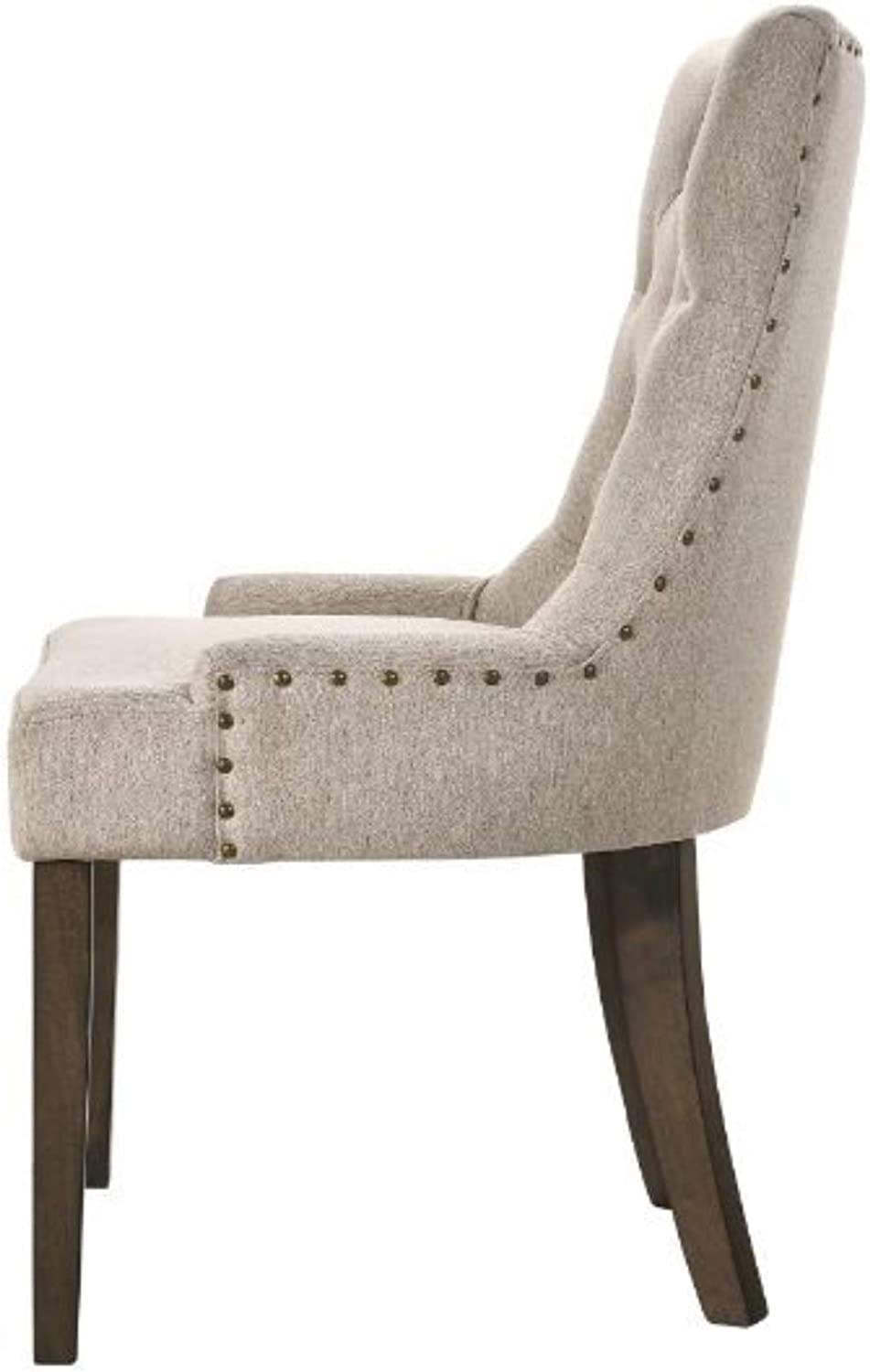 Acme Furniture Farren Side Chair, Beige Fabric &amp; Espresso Finish