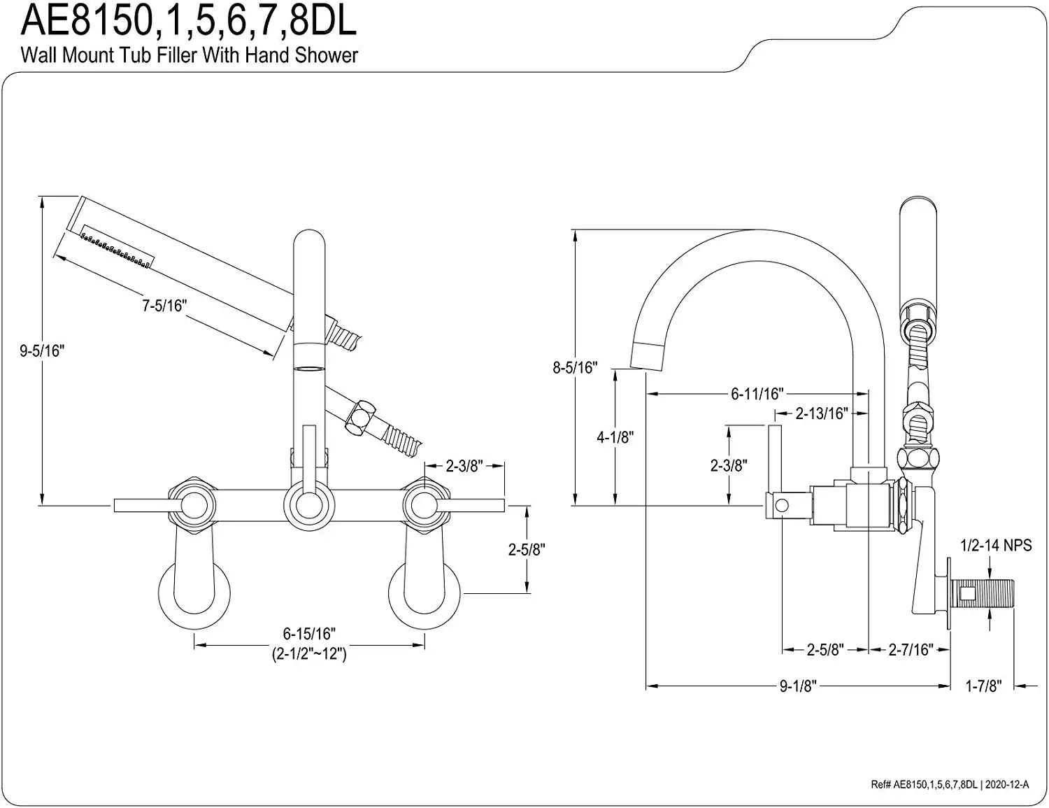 Kingston Brass AE8150DL Concord Clawfoot Tub Faucet, Matte Black