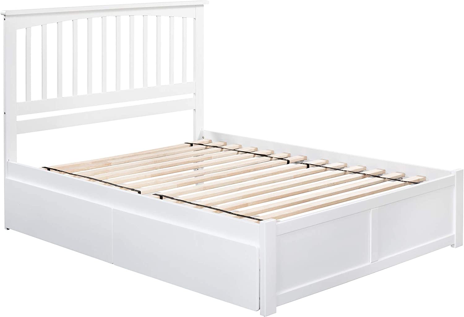 AFI Mission Platform Flat Panel Footboard and Turbo Charger with Urban Bed Drawers, Queen, White