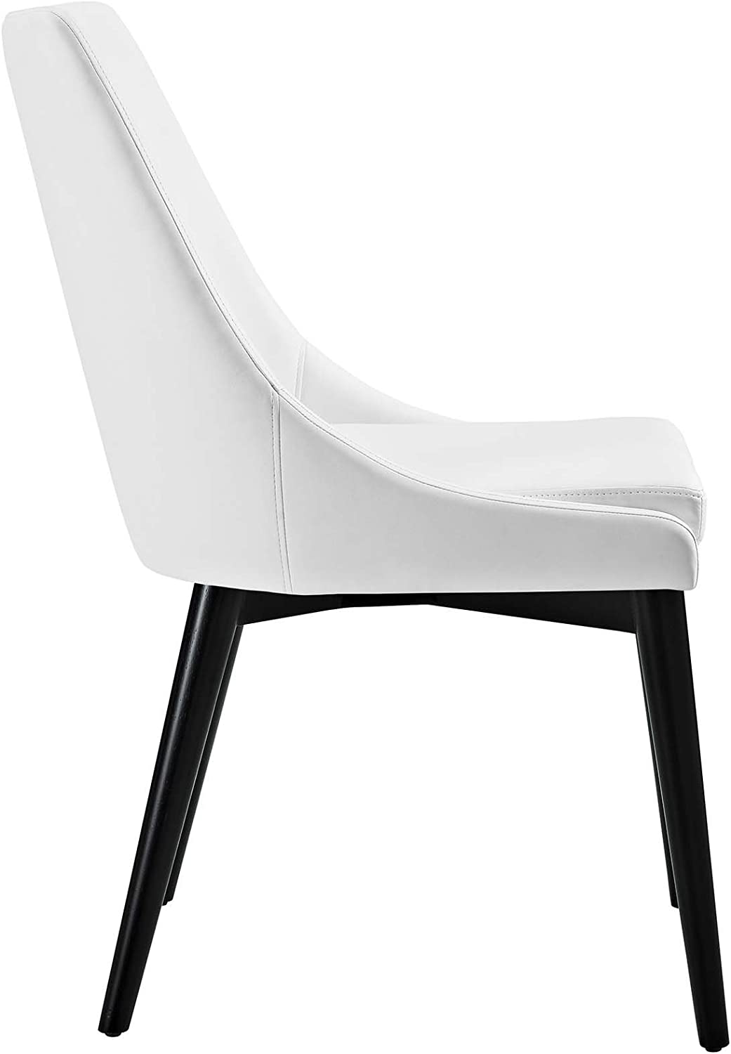 Modway Viscount Mid-Century Modern Faux Leather Upholstered Kitchen and Dining Room Chair in White