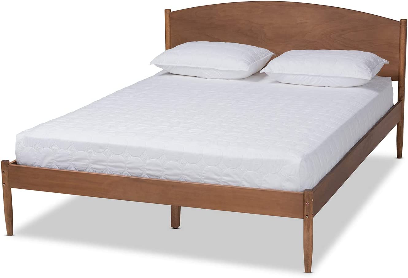 Baxton Studio Leanora Mid-Century Modern Ash Wanut Finished Queen Size Wood Platform Bed