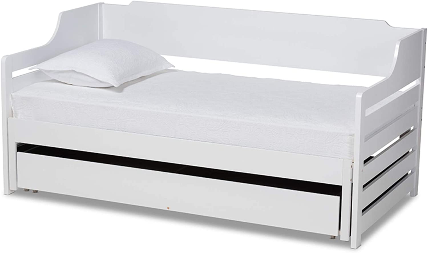 Baxton Studio Jameson Modern and Transitional White Finished Expandable Twin Size to King Size Daybed with Storage Drawer