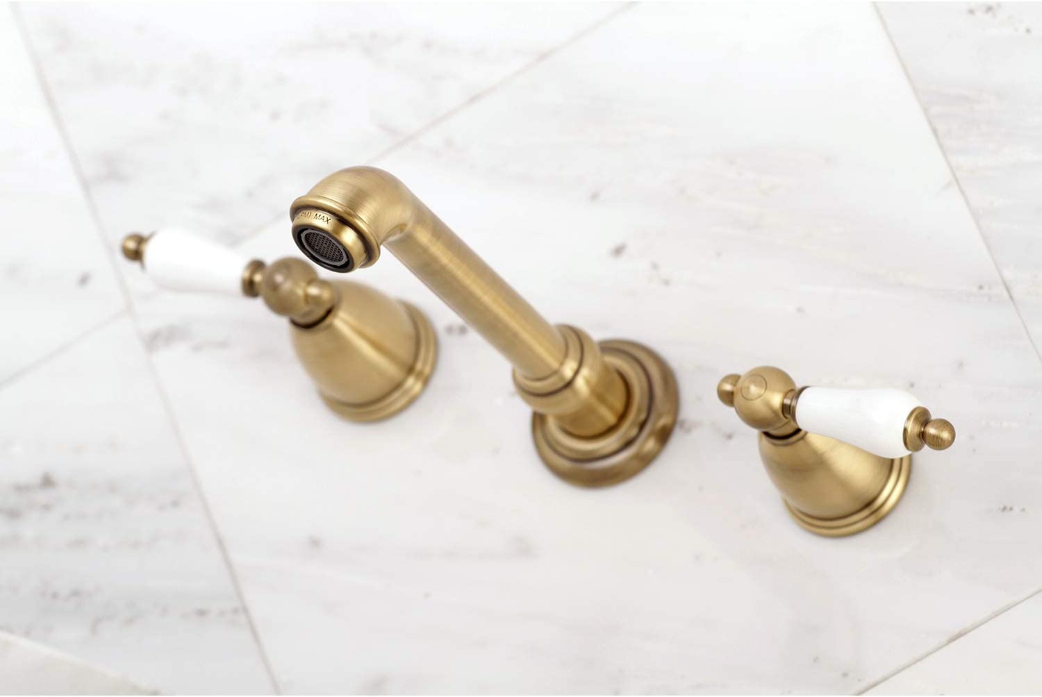 Kingston Brass KS7123PL 8-Inch Center Wall Mount Bathroom Faucet, Antique Brass