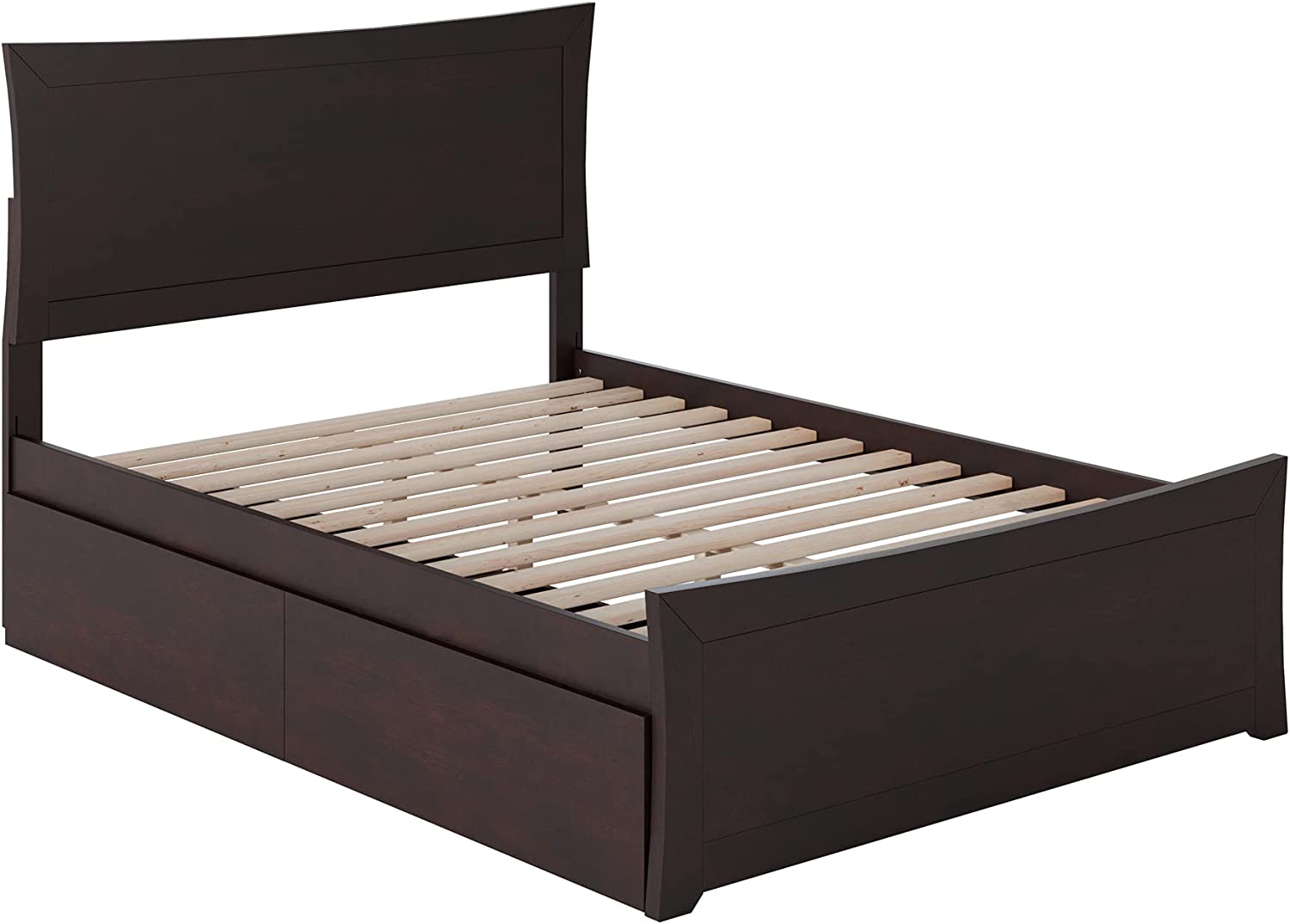 Metro Full Platform Bed with Matching Footboard and Turbo Charger with Urban Bed Drawers in Espresso