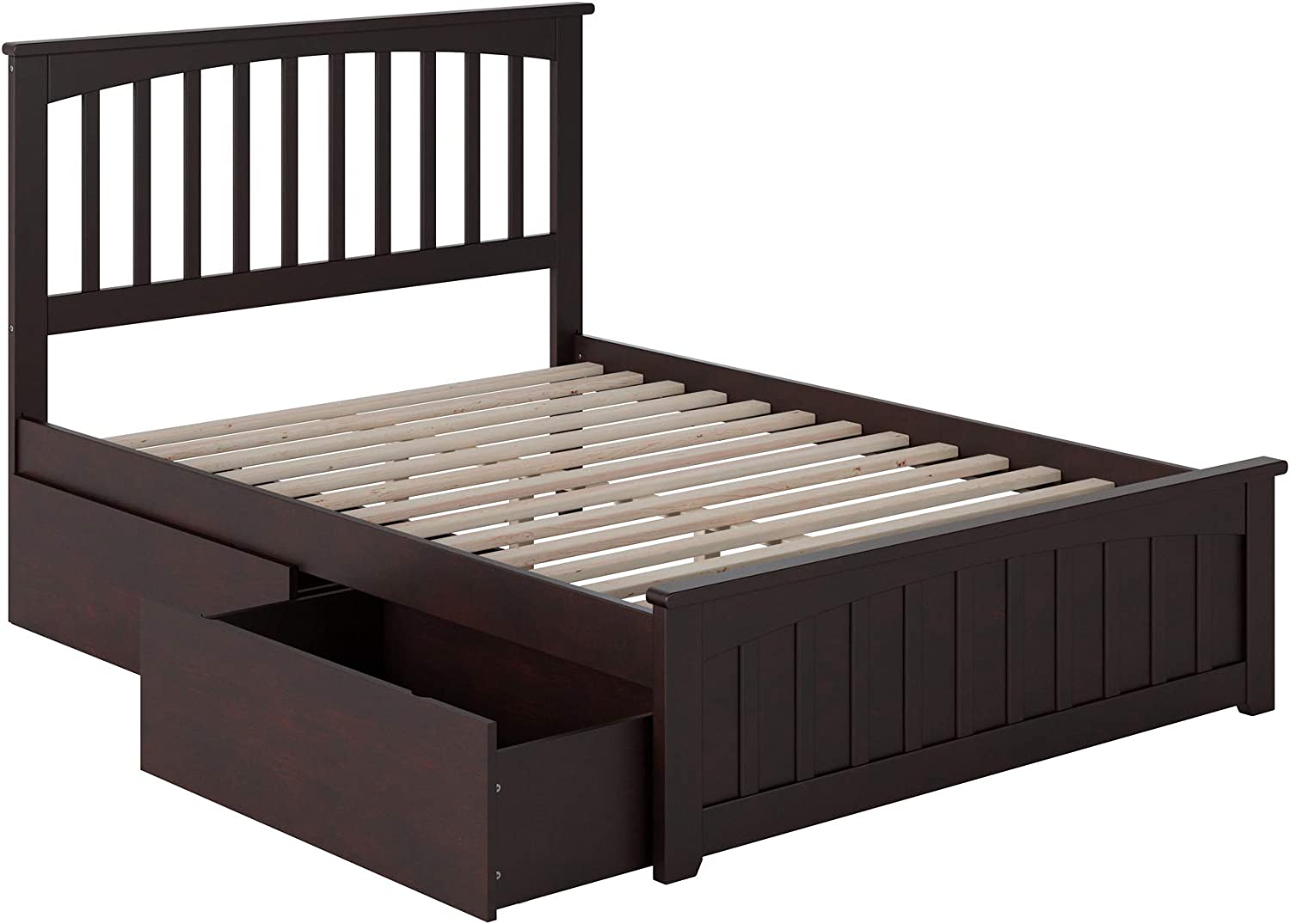 AFI Mission Platform Matching Footboard and Turbo Charger with Urban Bed Drawers, Full, Espresso