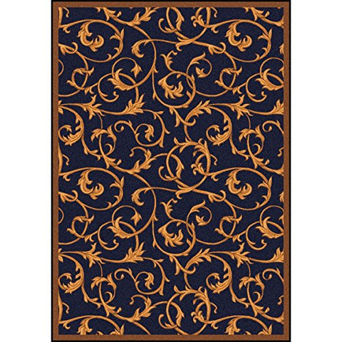 Joy Carpets Any Day Matinee Acanthus Theater Area Rugs, 92-Inch by 129-Inch by 0.36-Inch, Navy
