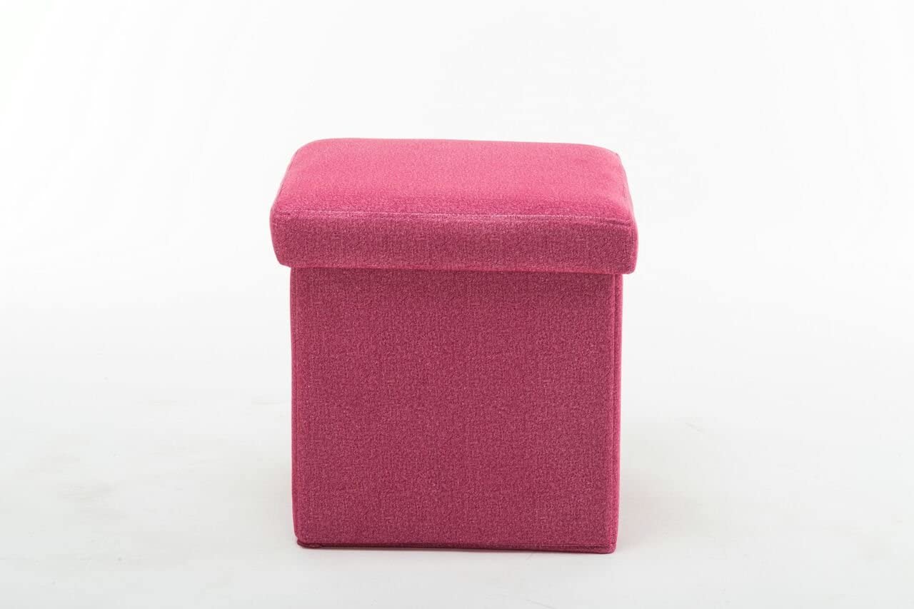 Boraam Upholstered Folding Storage Ottoman, Pink