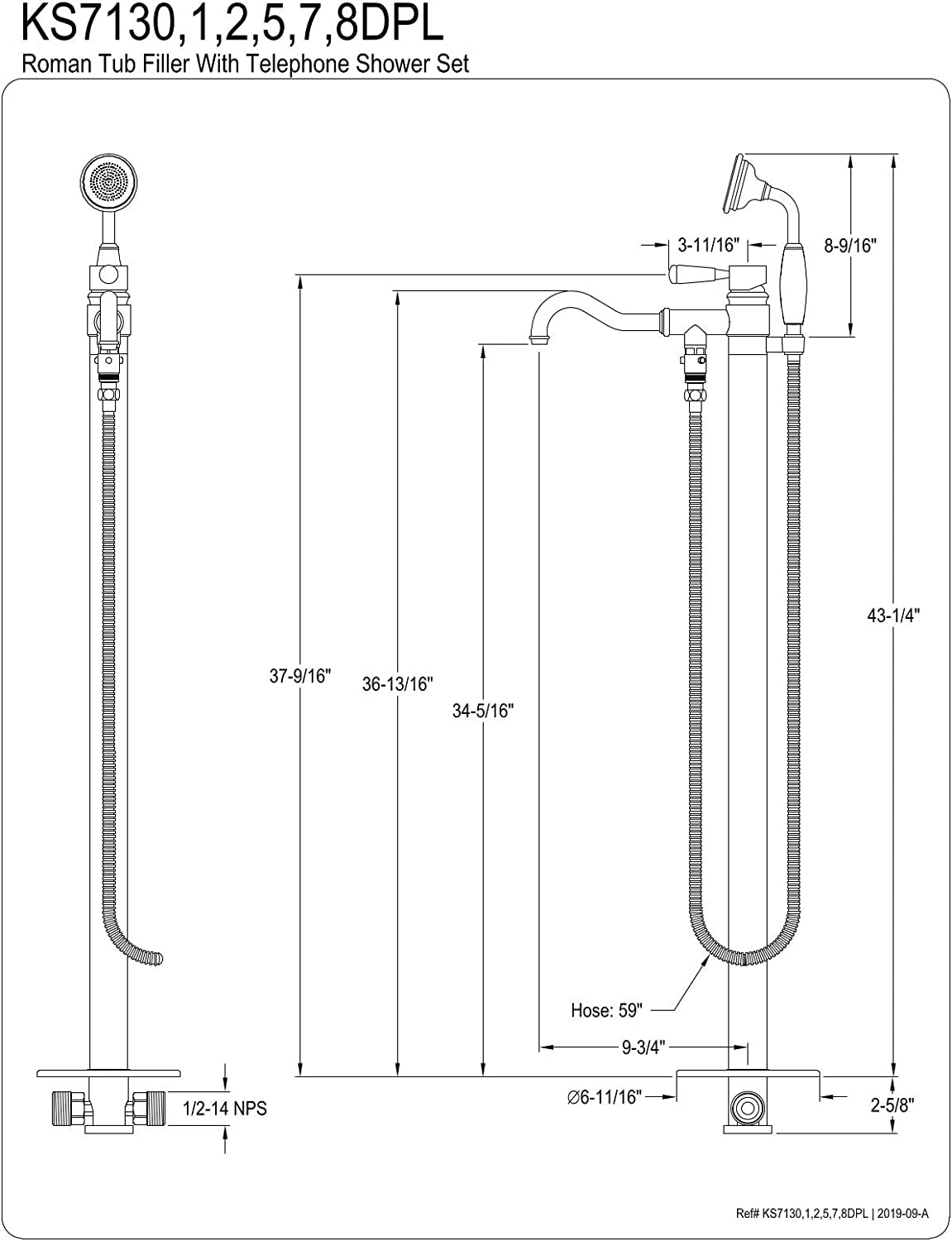 Kingston Brass KS7137DPL Paris Tub Faucet, Brushed Brass