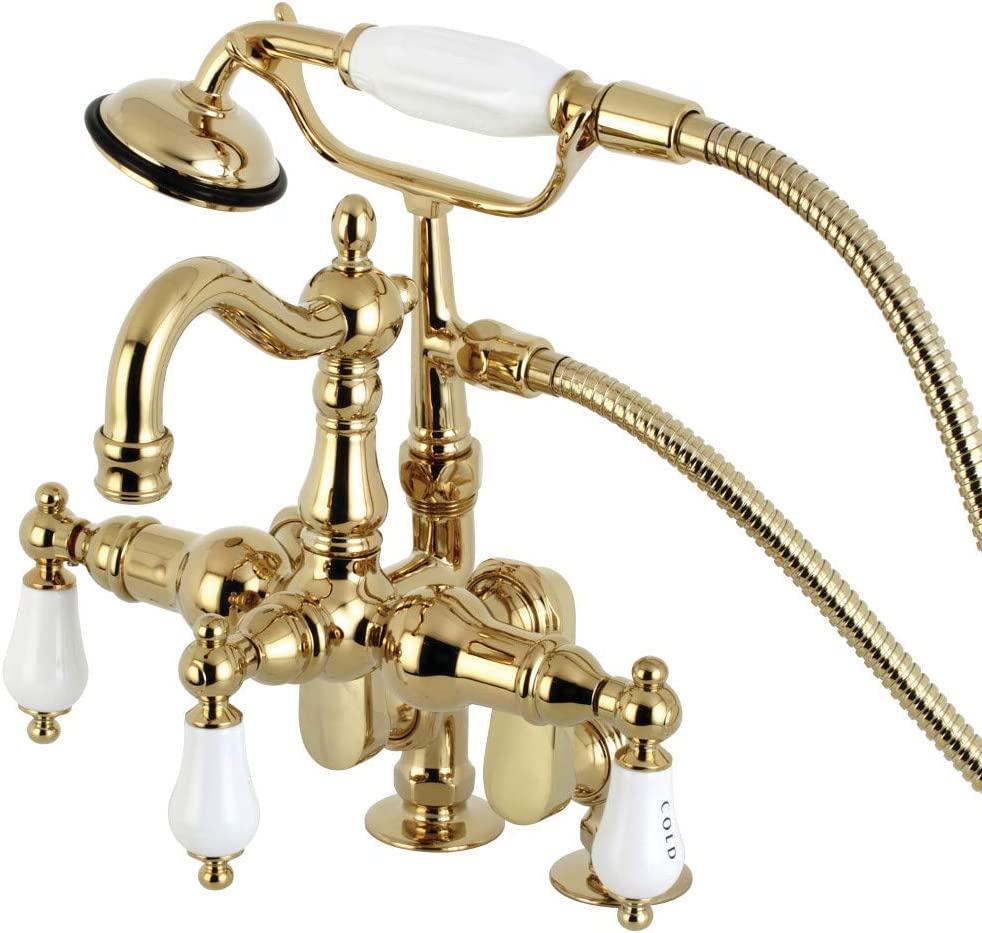 Kingston Brass CC6017T2 Vintage Clawfoot Tub Faucet, Polished Brass