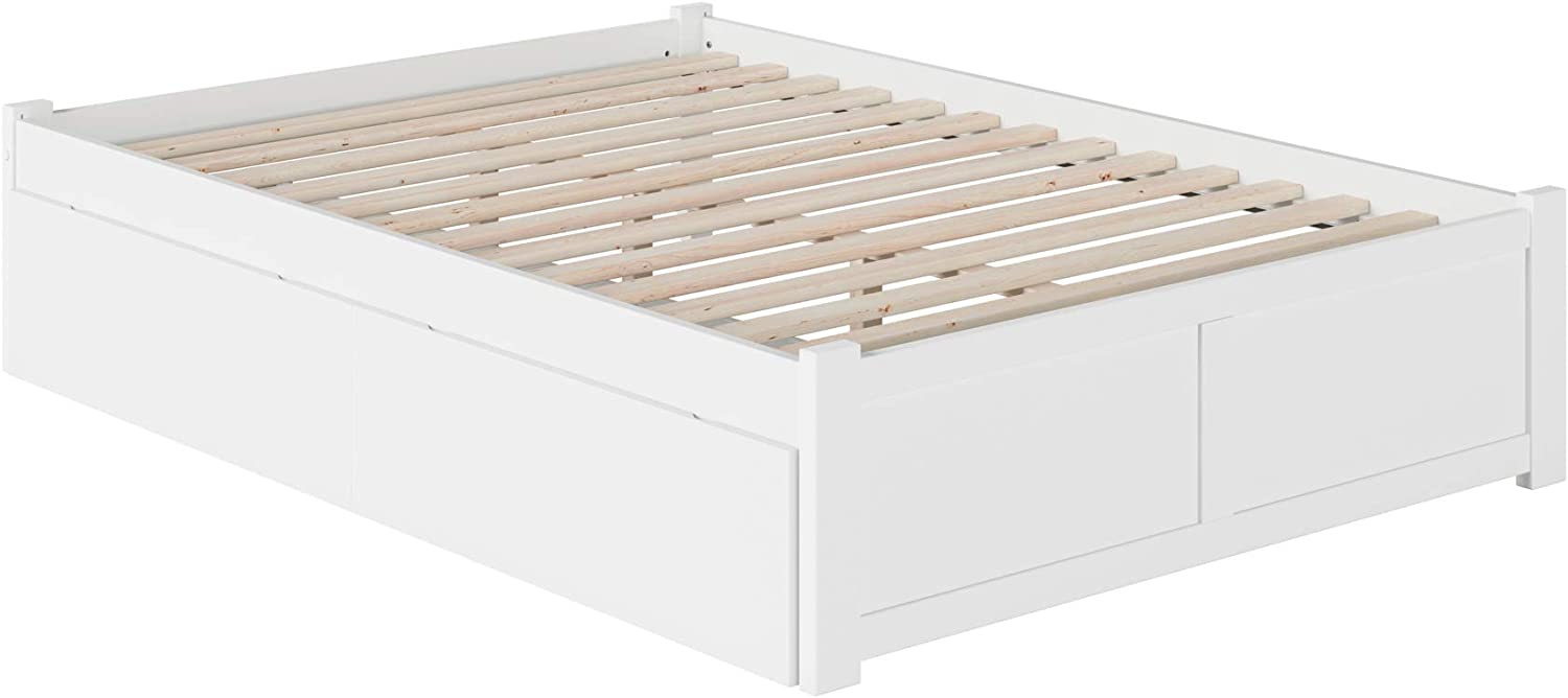 AFI Concord Platform Flat Panel Footboard and Urban Bed Drawers, Full, White