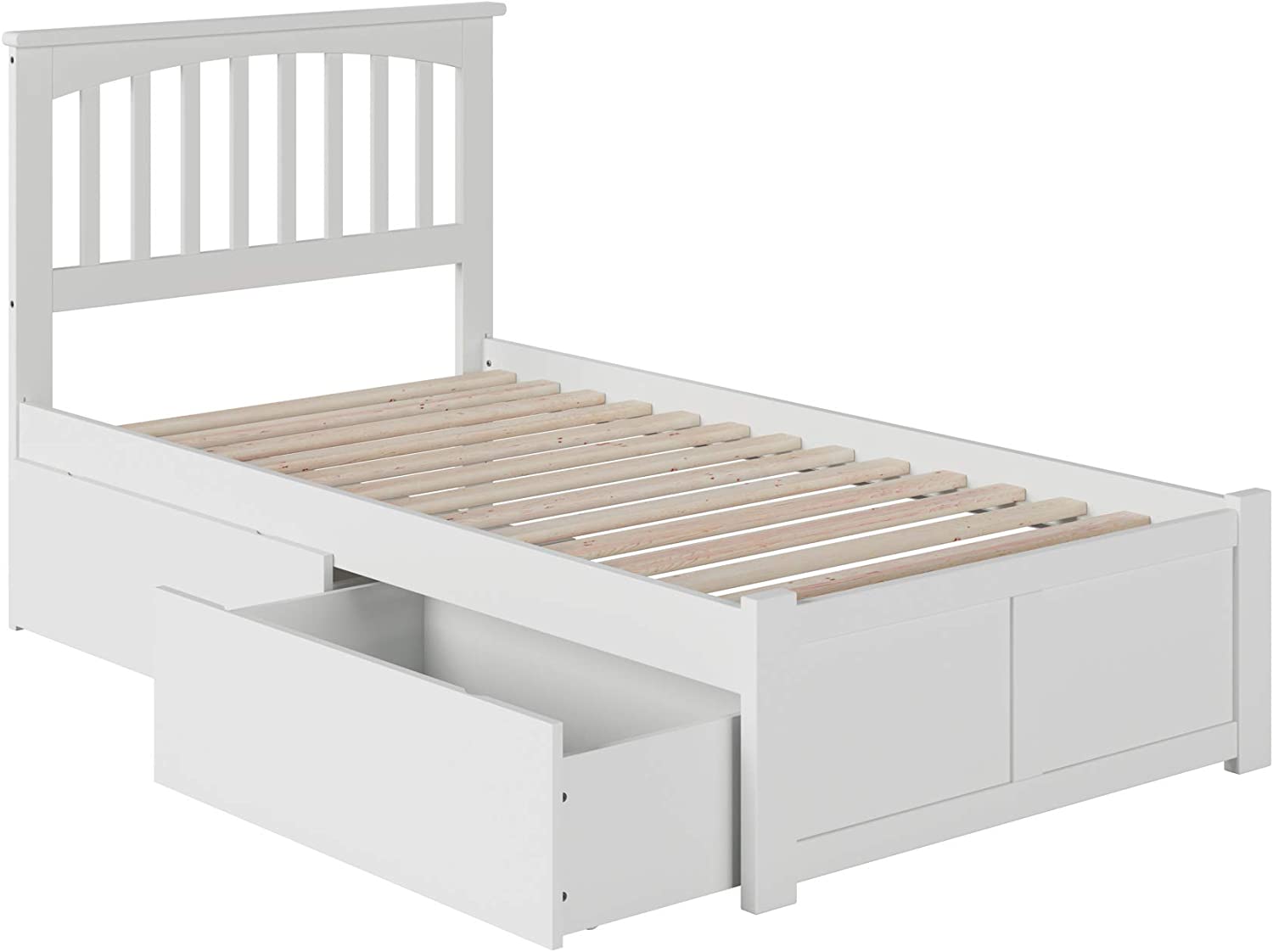 AFI Mission Platform Flat Panel Footboard and Turbo Charger with Urban Bed Drawers, Twin XL, White