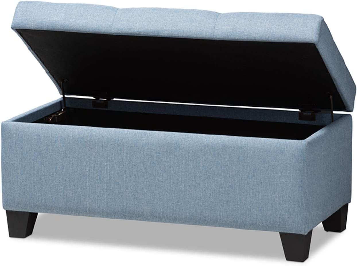 Baxton Studio Michaela Modern and Contemporary Light Blue Fabric Upholstered Storage Ottoman