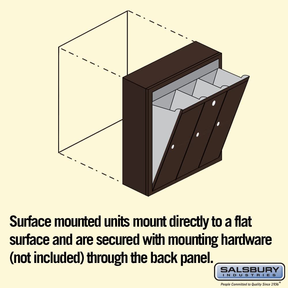 Salsbury Industries 3503ZSP Surface Mounted Vertical Mailbox with Master Commercial Lock, Private Access and 3 Doors, Bronze