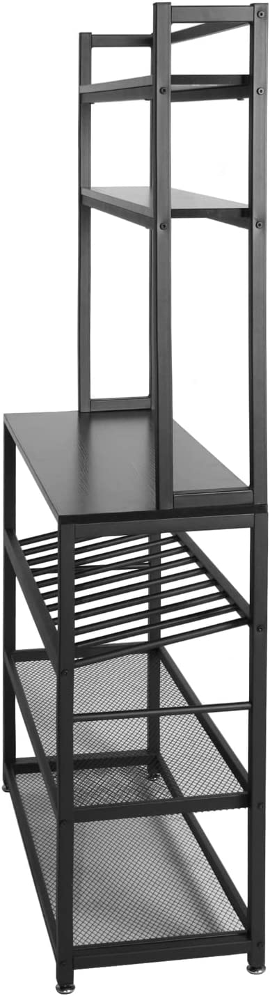 Better Home Products 6 Tier Metal Kitchen Baker&#39;s Rack with Wine Rack in Black