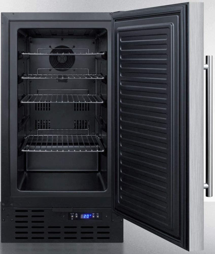 Summit Appliance FF1843BSSADA ADA Compliant 18&#34; Wide Built-in Undercounter All-refrigerator with Stainless Steel Door, Black Cabinet, Digital Thermostat, Automatic Defrost and Front Lock