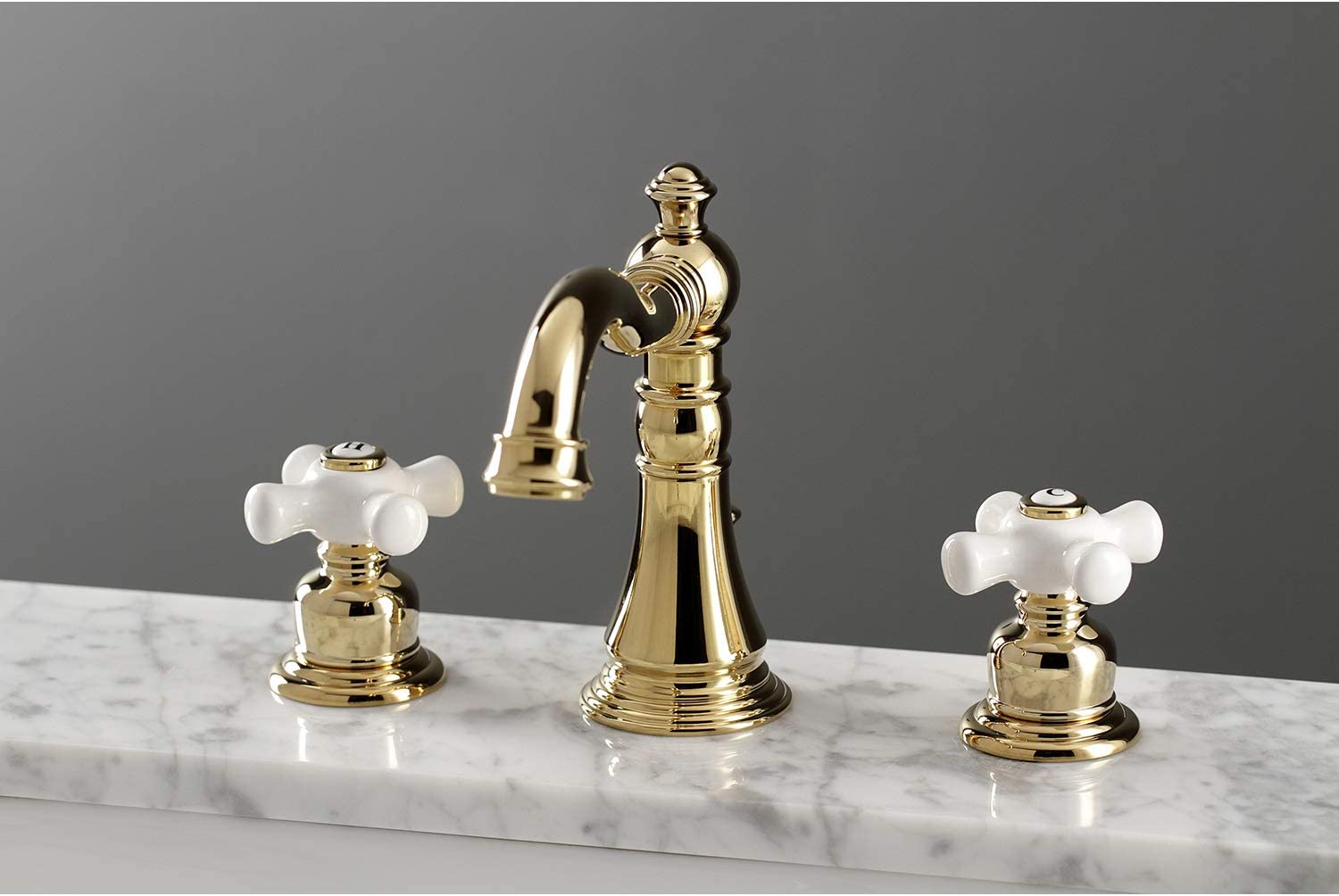 Kingston Brass FSC1972PX American Classic Widespread Bathroom Faucet, Polished Brass