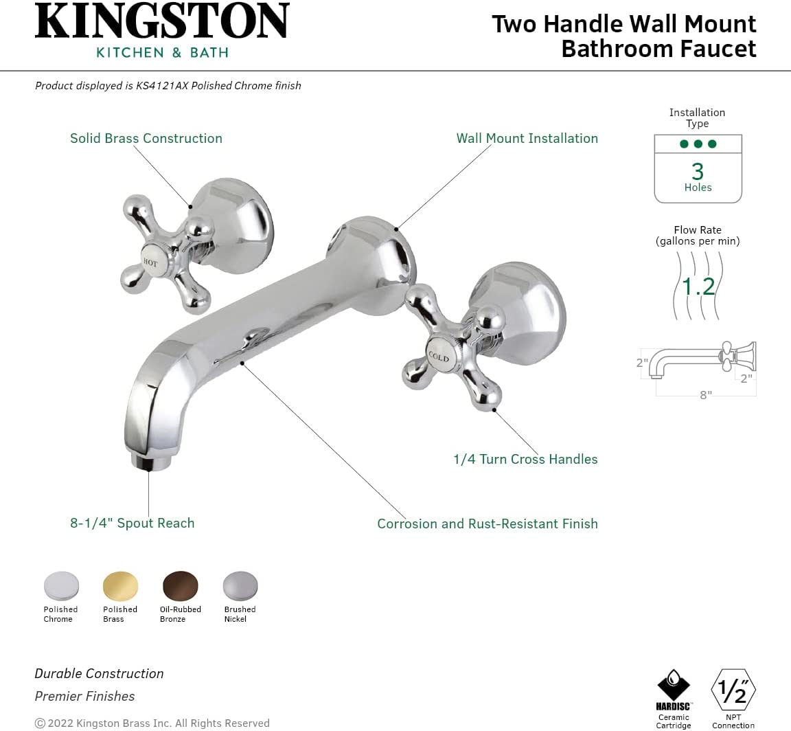 Kingston Brass KS4125AX Metropolitan Bathroom Faucet, Oil Rubbed Bronze