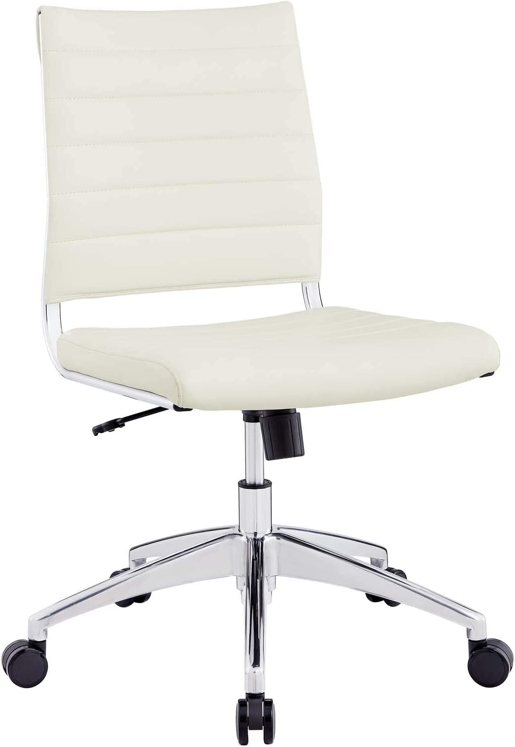 Modway Jive Ribbed Armless Mid Back Swivel Conference Chair In White