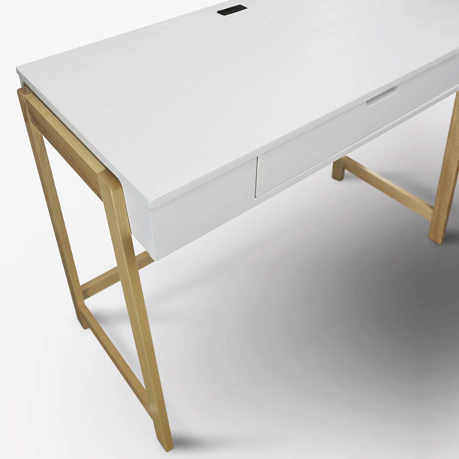 Casual Home Neorustic Smart Desk with USB Ports, Solid American Maple Legs