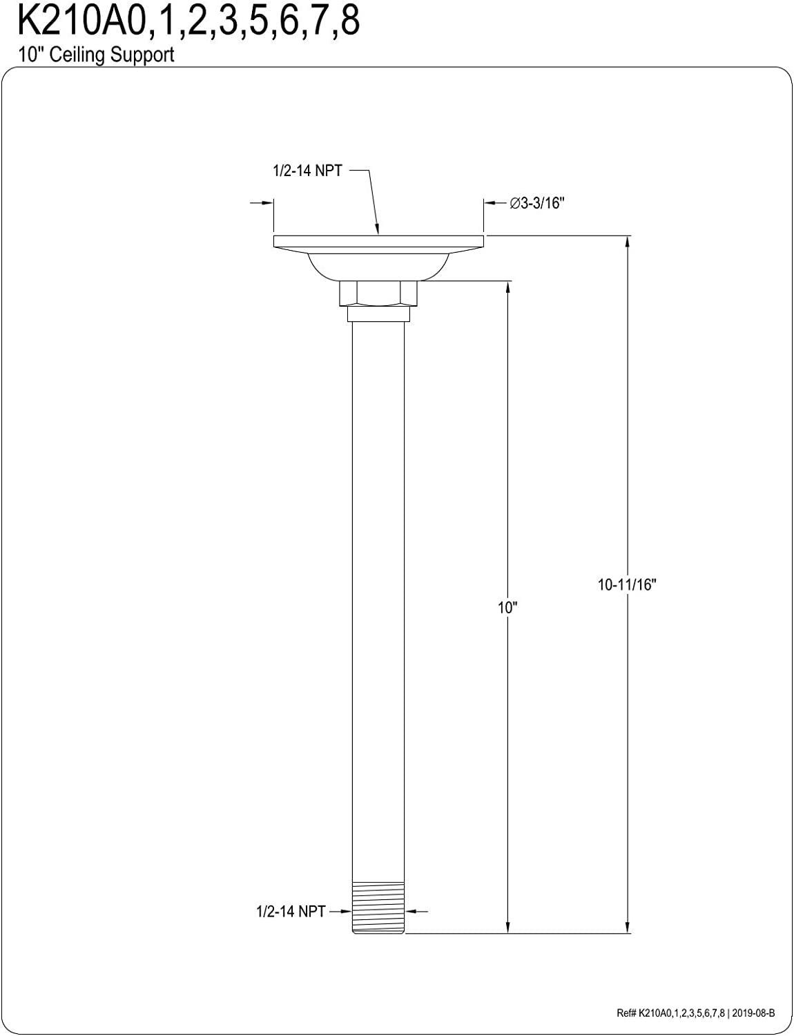 Kingston Brass K210A6 Trimscape Ceiling Support, Polished Nickel