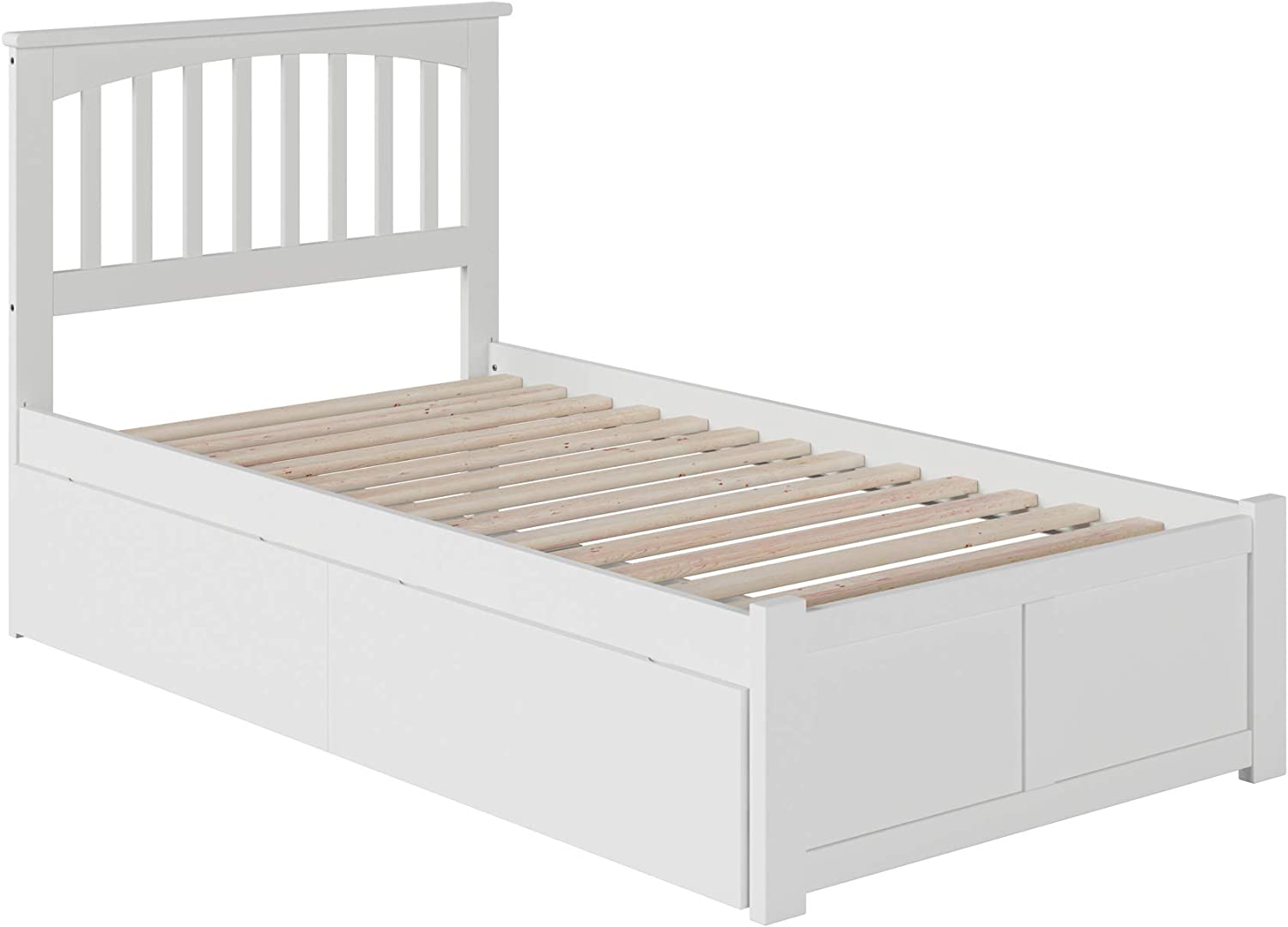 AFI Mission Platform Flat Panel Footboard and Turbo Charger with Urban Bed Drawers, Twin XL, White