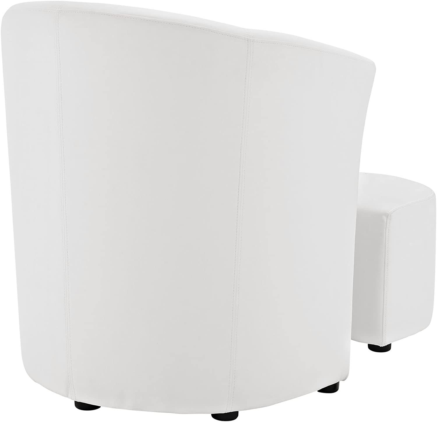 Modway Divulge Faux Leather Armchair and Ottoman Set in White