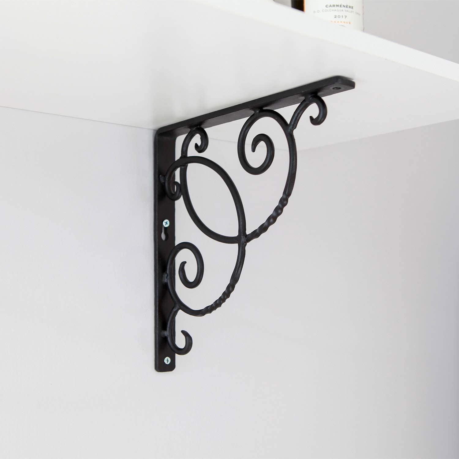 Achla Designs Wrought Iron Decorative Scroll Shelf Brackets, Pair