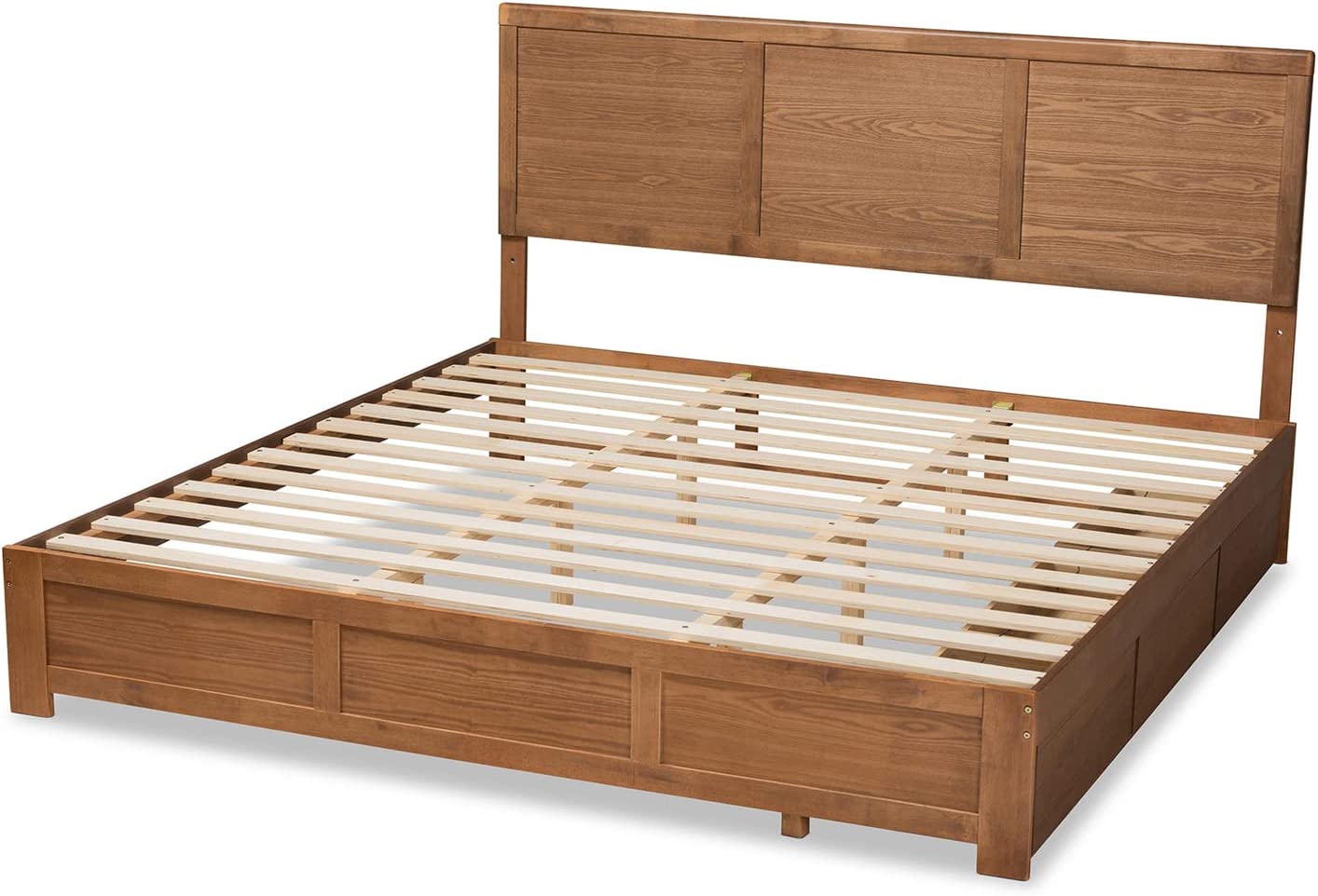 Baxton Studio Aras Modern and Contemporary Transitional Ash Walnut Brown Finished Wood King Size 3-Drawer Platform Storage Bed