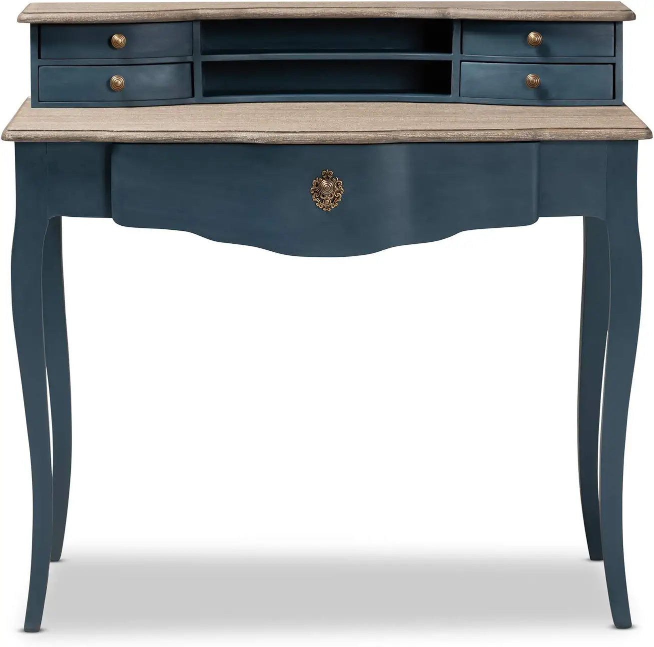 Baxton Studio Celestine French Provincial Blue Spruce Finished Wood Accent Writing Desk