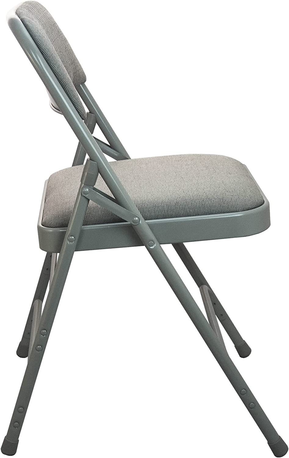 2-Pack Advantage Grey Padded Metal Folding Chair - Grey 1-in Fabric Seat